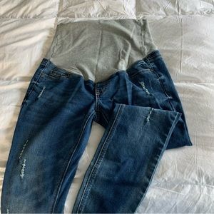 MAKERS Ramona Maternity Distressed Released Hem Skinny Jean| Size 4 | Navy